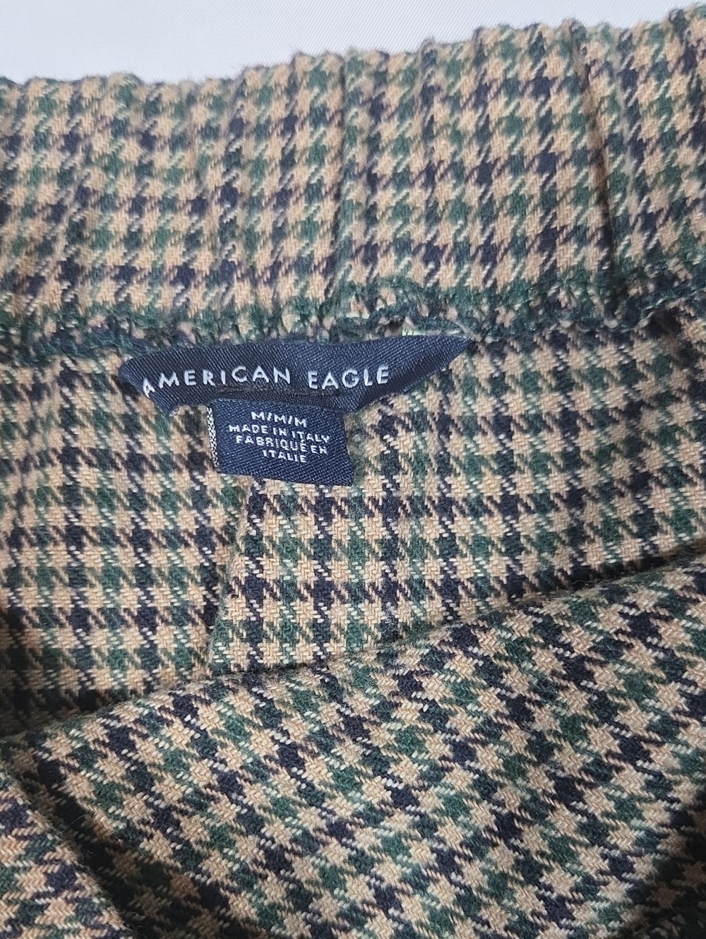 American Eagle tan and brown herringbone mini skirt classic houndstooth Size M - Picture 2 of 5